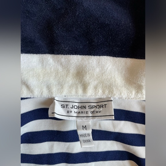 ST.JOHN SPORT by Marie Gray Cotton Blend Velvet Jacket Gold-Buttons Blue Sz.M - Picture 8 of 11